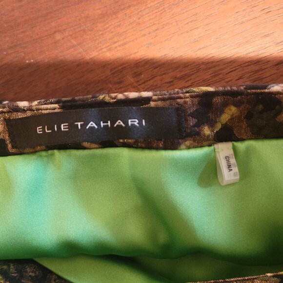 STUNNING!! ELI TAHARI PENCIL RUTH METALLIC ANIMAL PRINT SKIRT - MINT - SIZE 12 - Picture 4 of 6